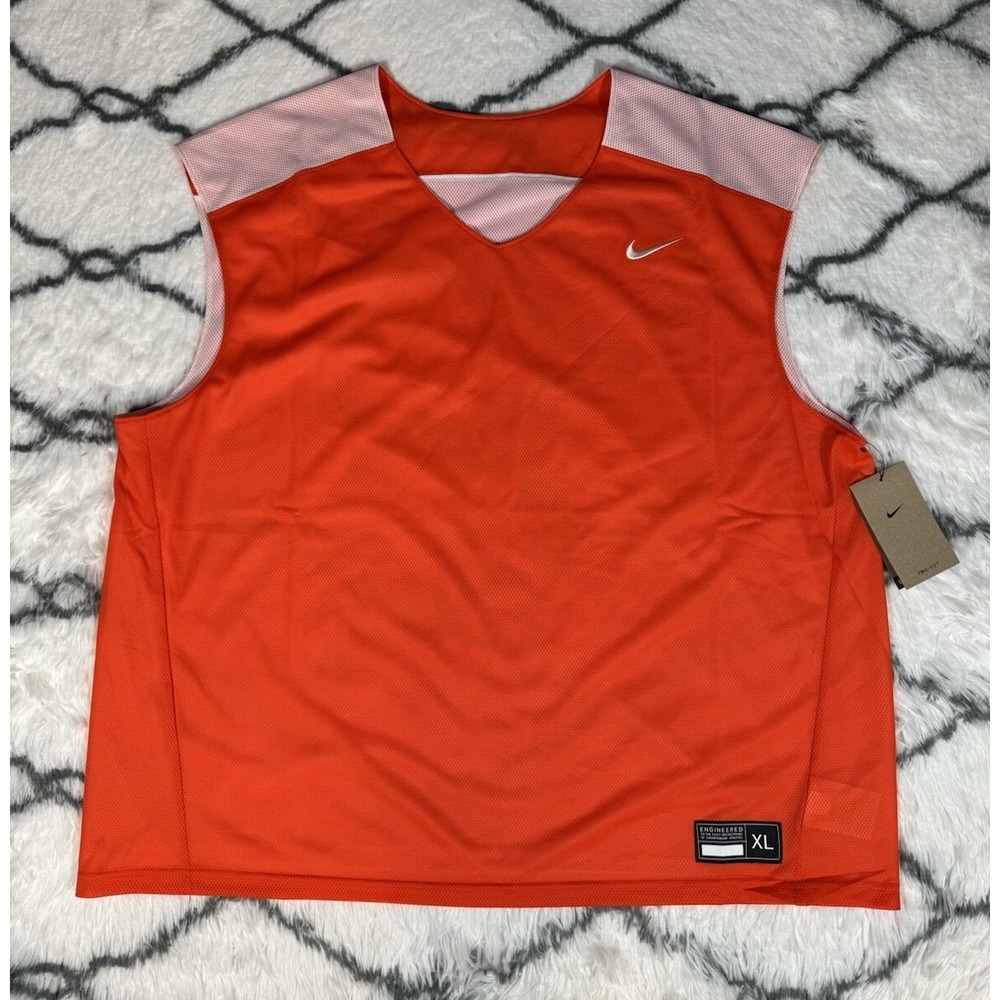 NIKE Team Dri-FIT Reversible Pinnie Practice Jersey Orange White Men's Sz XL NEW